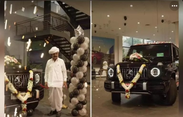 धोती-कुर्ता और पगड़ी में किसान पहुंचे मर्सिडीज़ शोरूम, 3 करोड़ की लग्जरी कार खरीदते हुए वीडियो हुआ वायरल